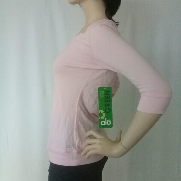 ALO BAMBOO T - SHIRT 3/4 SLEEVES  Powder Pink ALO - Picture 9 of 14